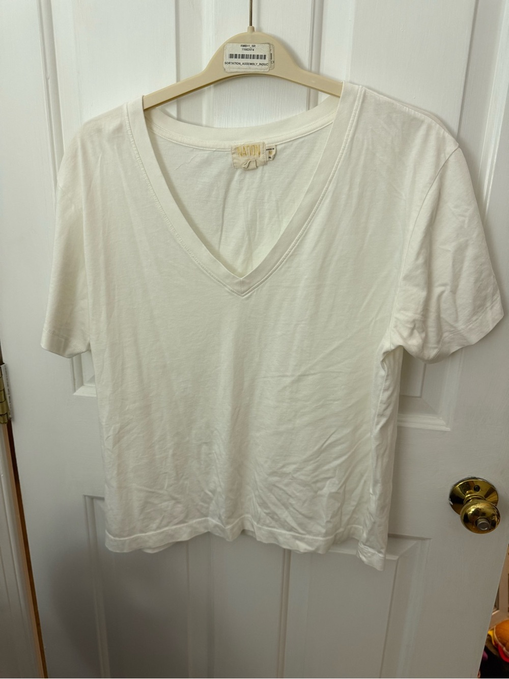 Nation V-Neck Short Sleeve Women's Top - White